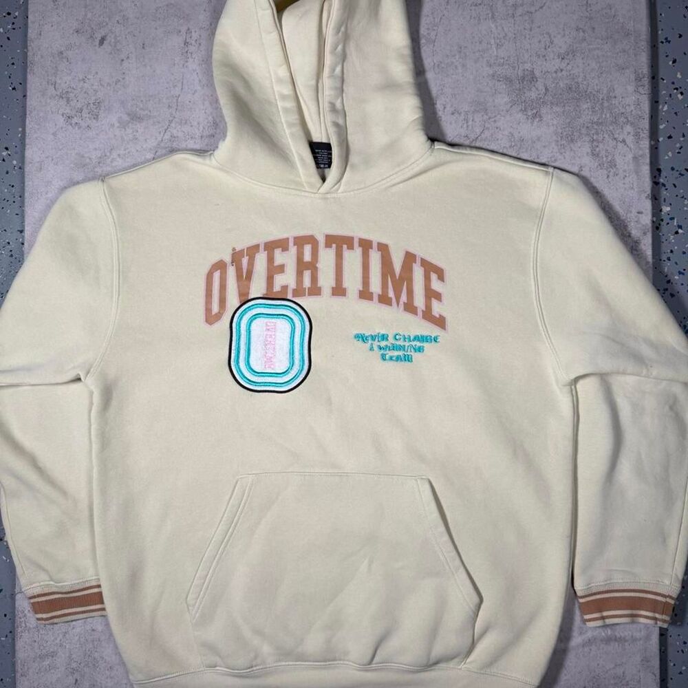 Overtime Men's Cream and Yellow Hoodie